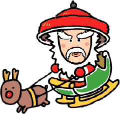 卡通版圣诞老人坐雪橇