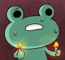 青蛙手拿两个蜡烛