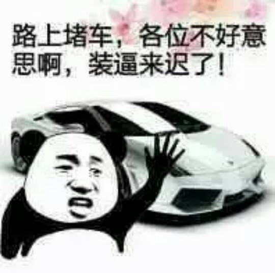 路上堵车,各位不好意思啊,装逼来迟了!(熊猫人开豪车