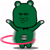 绿色小熊玩呼啦圈